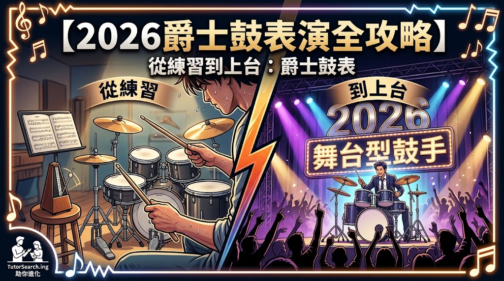 【2026爵士鼓表演全攻略】從練習到上台：爵士鼓表演技巧、曲目與舞台準備